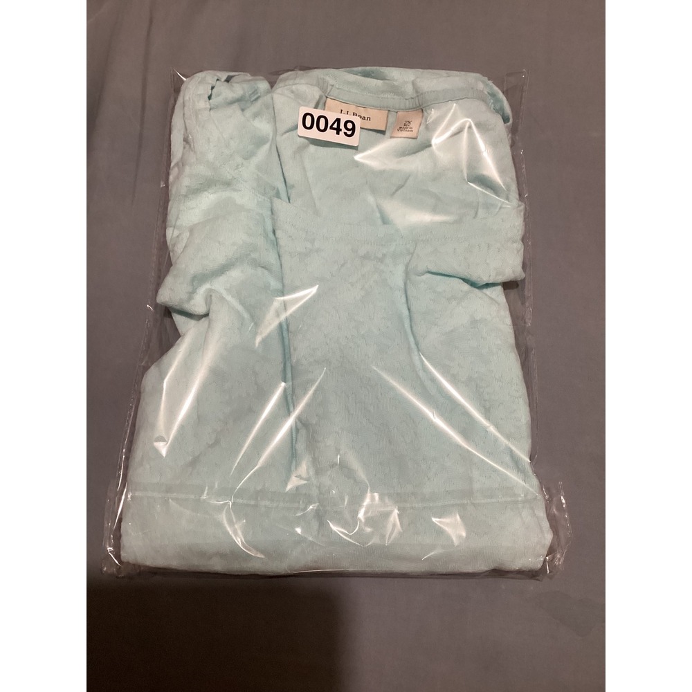 LL Bean Aqua Textured Jersey Tee T Shirt Top Womens 2X Cotton Blend Casual - Picture 8 of 8
